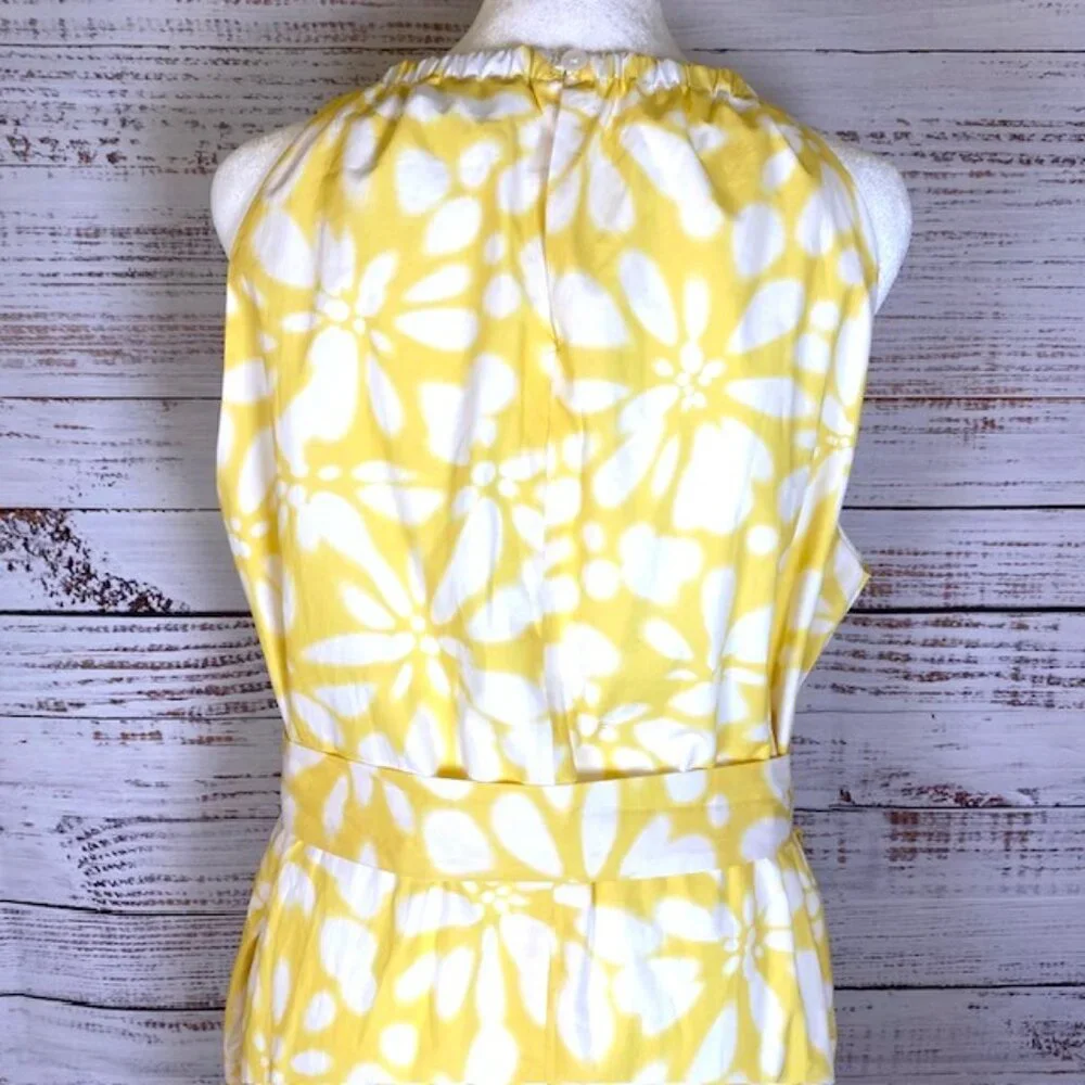 Banana Republic Women’s Sleeveless Dress MEDIUM yellow/wht Party Wedding Casual - Picture 6 of 14